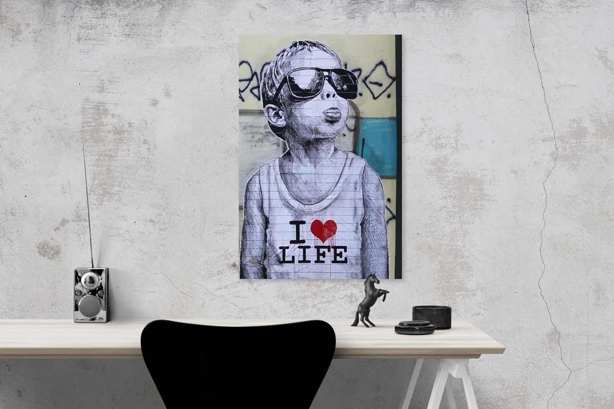 Banksy I Love Life Streetart - Póster para habitación (90 x 140 cm)