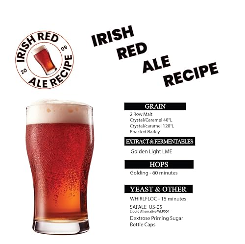 Irish RED ALE Receta de cerveza casera – Kit de fabricación de cerveza de 5 galones – Haz cerveza en casa un gran regalo de bricolaje