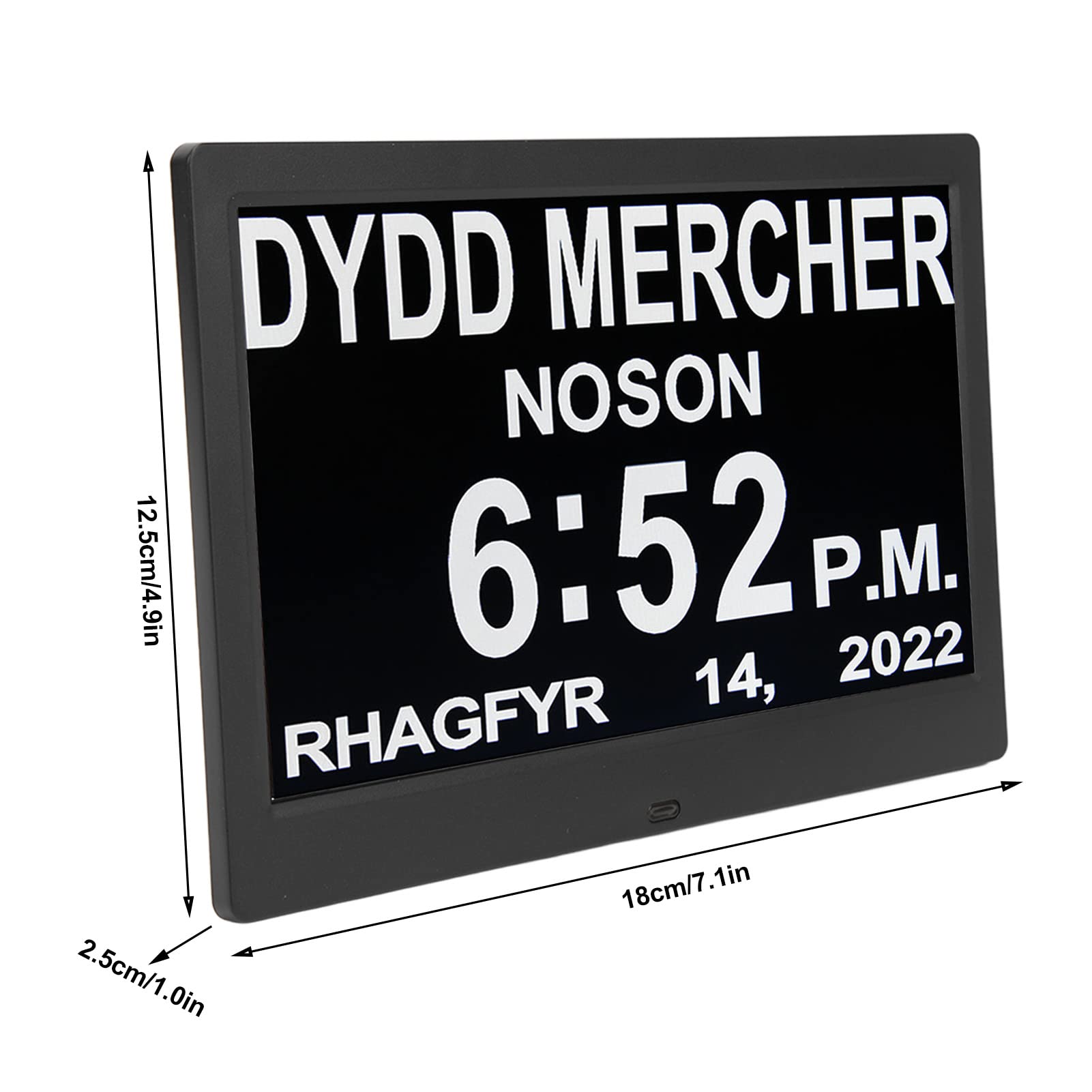 Fockety Reloj digital grande de 10 pulgadas para demencia con 5 alarmas personalizadas, calendario digital regulable, con día y fecha para enfermedades (enchufe europeo)