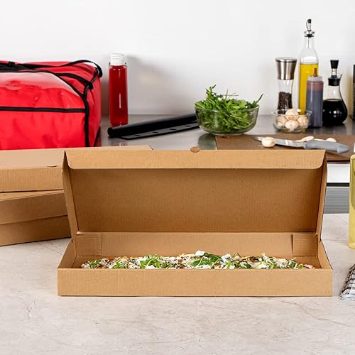 Miniatura 6 de Restaurantware Eco Pie - Cajas de pizza de pan plano de 16 x 8 x 1 pulgadas, 50 cajas desechables de pizza corrugada, cajas de pizza de papel kraft