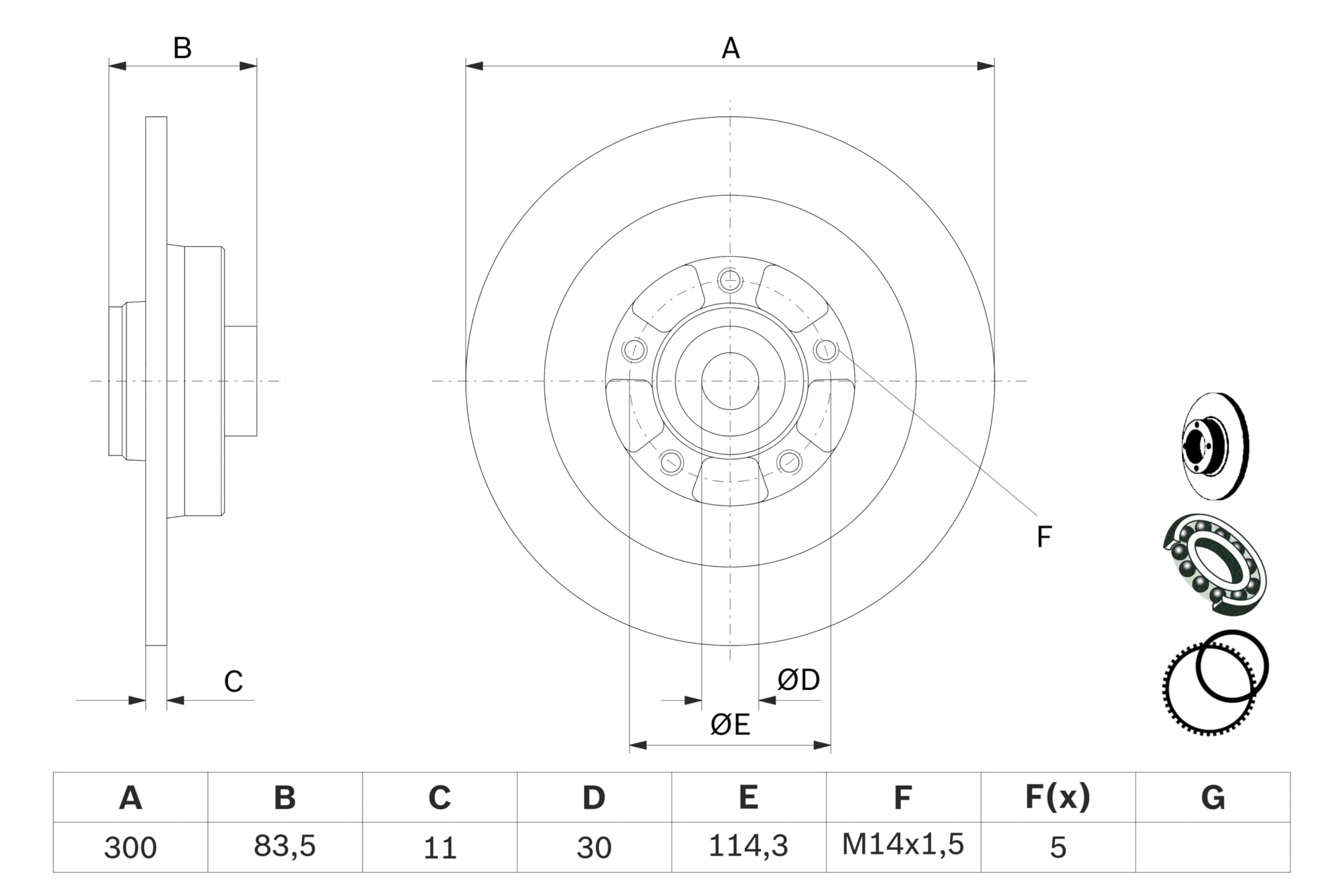Bosch BD1465 Disques avec roulement intégré - certification ECE-R90 - 1 jeu de 2 disques