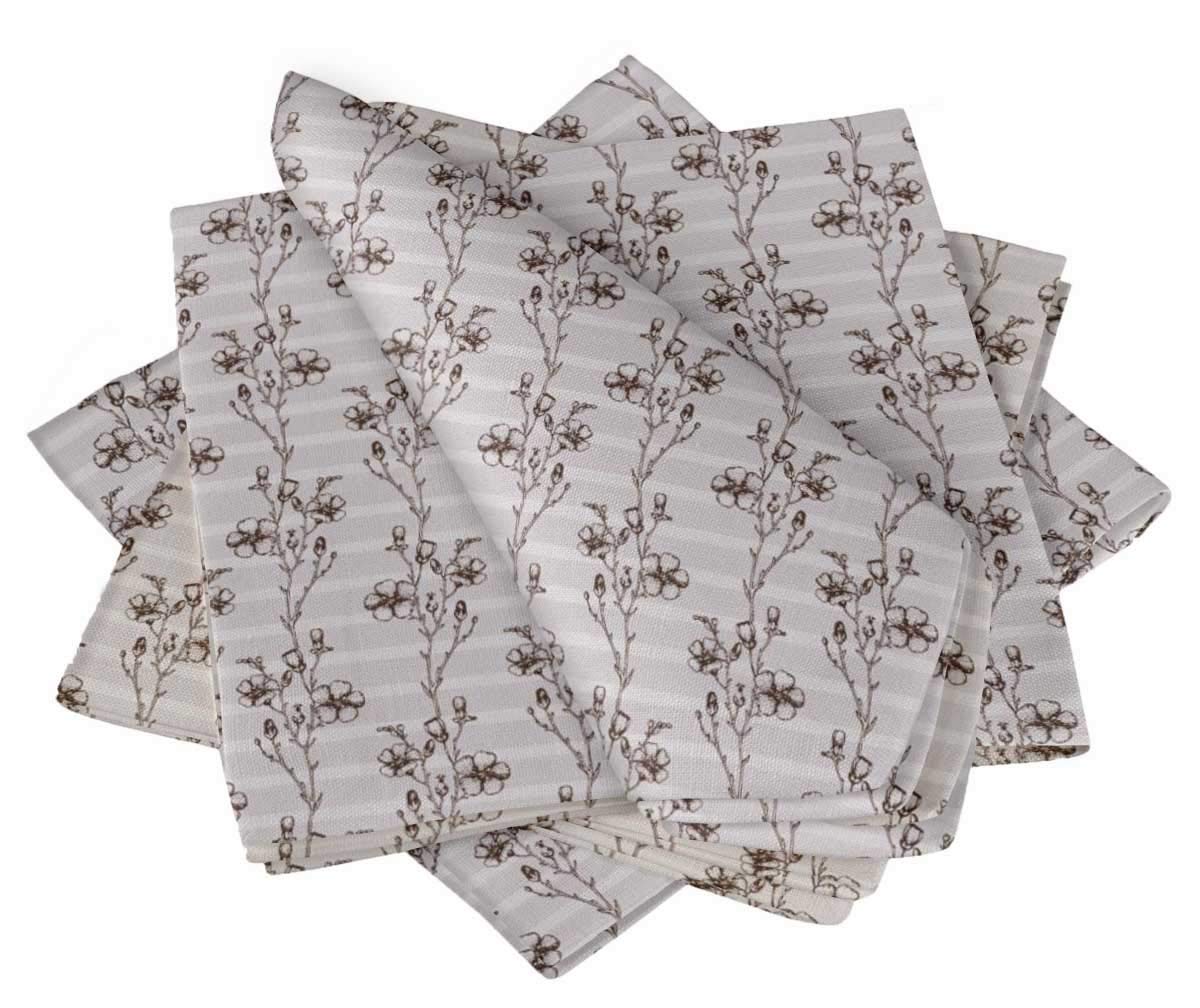 Serviette en lin gris à fleurs S4Sassy textile haut de gamme de table réutilisable