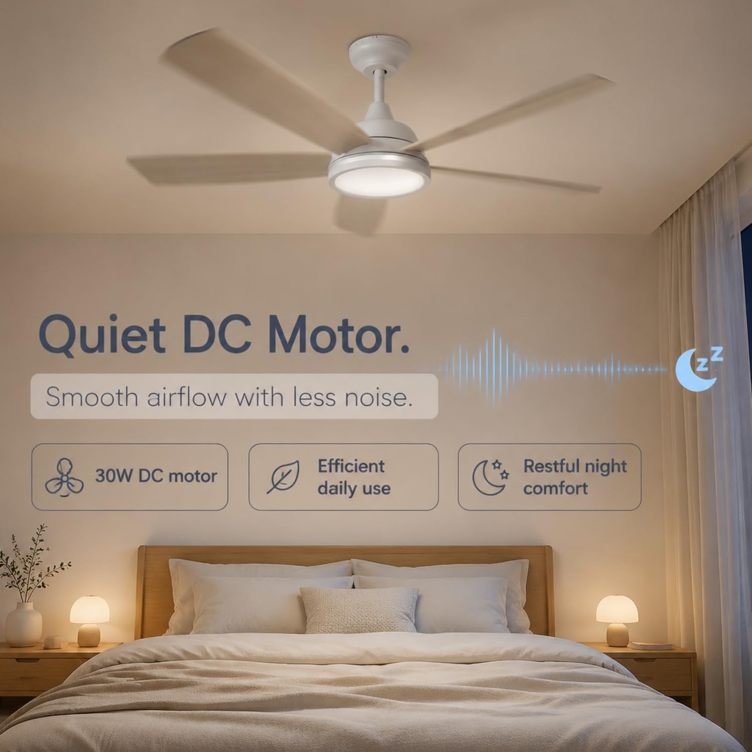 Aigostar Ventilador de Techo con Luz Silencioso 52″, 20W LED, Motor DC Reversible 30W, Mando a Distancia, 6 Velocidades, 2700K/4000K/6000K Regulable, Ideal para Dormitorio, Sala o Cocina