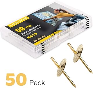 Picture Hangers, Hommie Picture Hangers Nails 50pcs 20lbs One Step Hanging Nails Photo Picture Frame Hanging Hooks Pins Picture Hanging Kit for Home Office Hanging Picture Photo Decorations