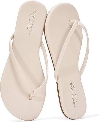 Vista 30 de Project Cloud - Sandalias para mujer planas de espuma viscoelástica, ligeras de cuero vegano, sandalias esenciales de verano para la playa Canela