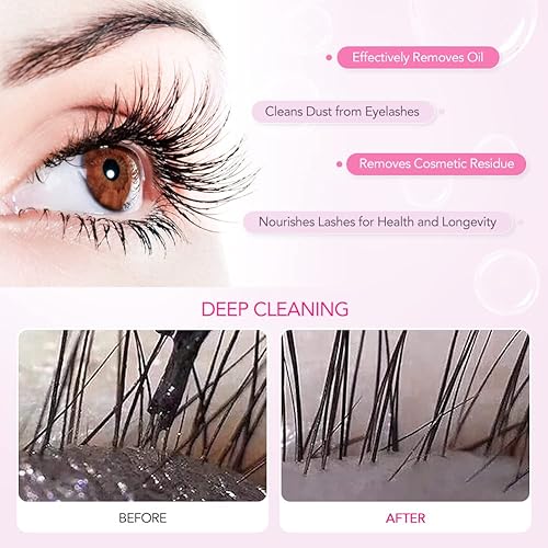 Miniatura 5 de AuReve Limpiador de extensiones de pestañas, champú para extensiones de pestañas, champú para extensiones de pestañas, limpiador de párpados para