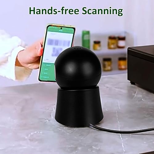 Miniatura 5 de Escáner de código de barras 1D 2D, escáner QR manos libres con cable USB, lector de código de barras omnidireccional compatible con escaneo de