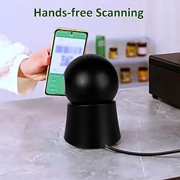 1D 2D Barcode Scanner Desktop, USB Wired Handsfree QR Scanner, Omnidirectional Bar Code Reader Support Screen Code Scanning for POS PC Supermarket Library Retail Bookstore