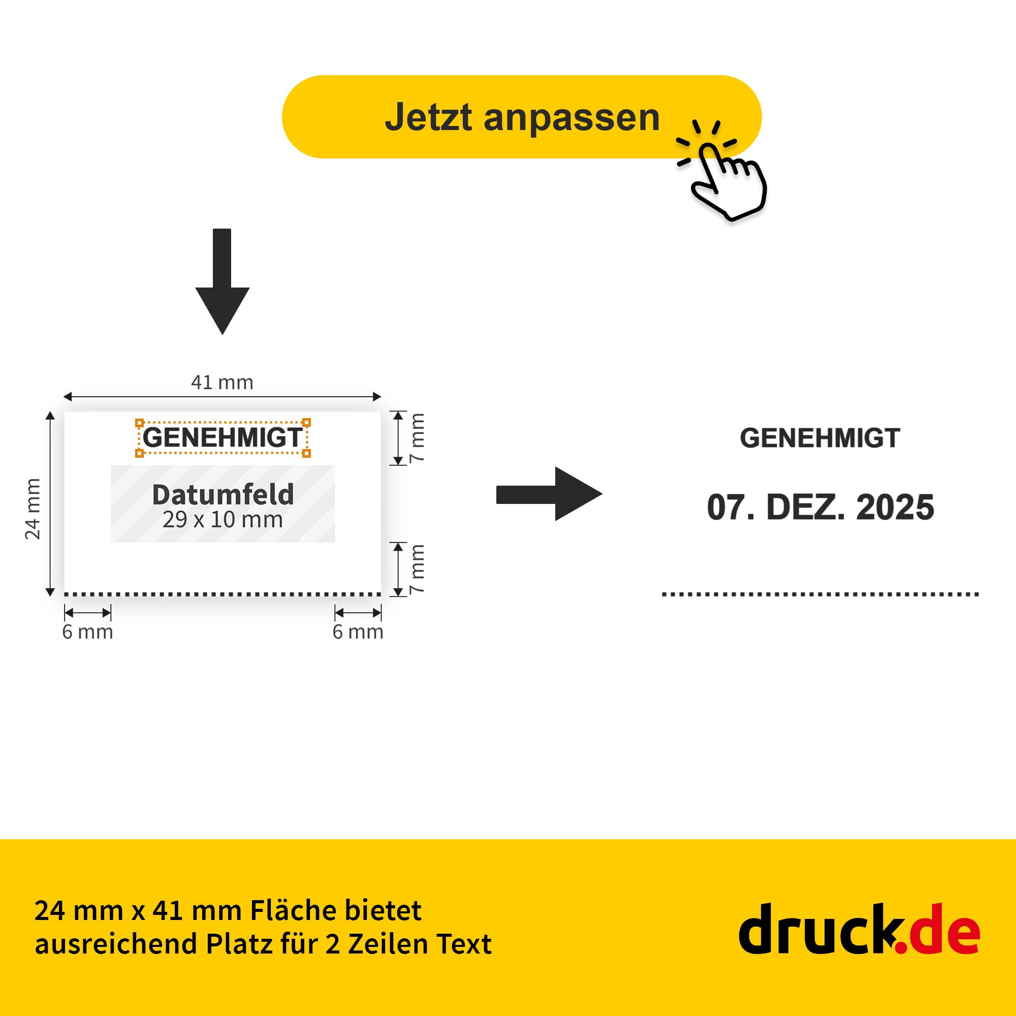 Trodat Professional 5430 Stempel 41x24mm - 4 Zeilen - personalisierbar | Trodat Professional 5430 Datumstempel, 41x24mm, personalisierbar mit Text und Logo, Datum verstellbar