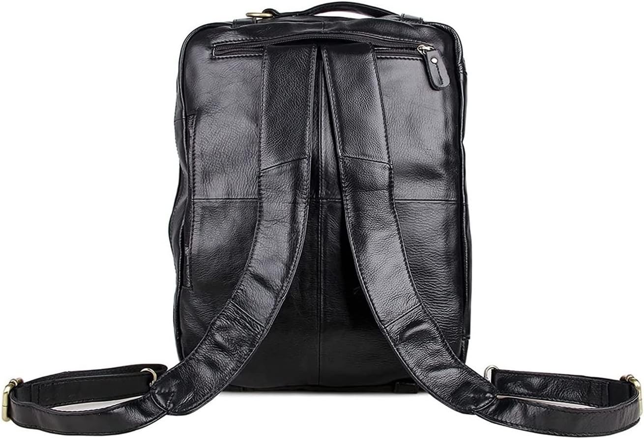Leather Business Briefcase Convertible Shoulder Bag 17 Inch Laptop Messenger bag