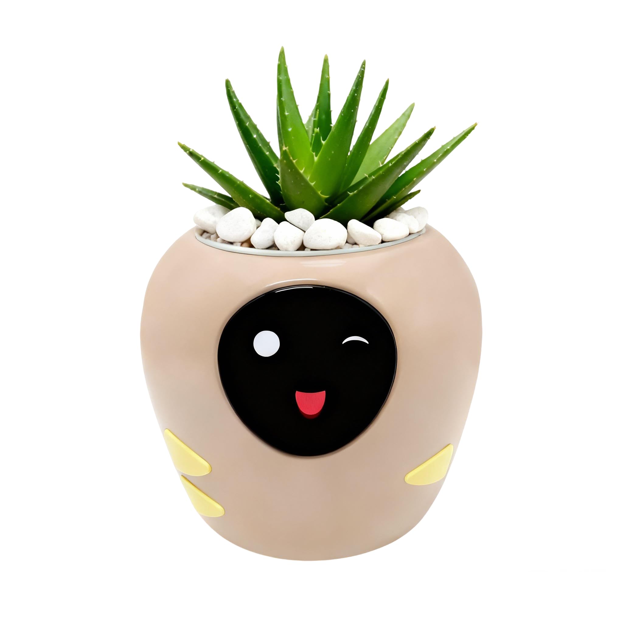 Odpaltoy Smart Plant Pot with Expression, AI Intelligent Flower Pot for Indoor Decoration, Smart Garden Pot with Water/Light/Temperature Sensors, Ivy AI Planter (Pink（Big）)