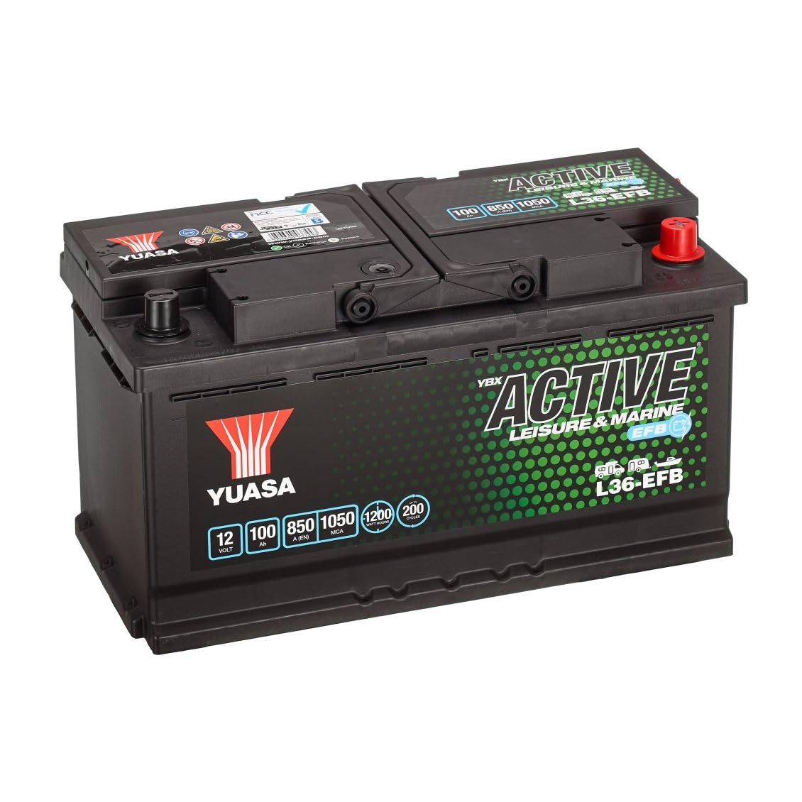 Yuasa L36-EFB 12V 100Ah 850CCA EFB High Performance Leisure Battery
