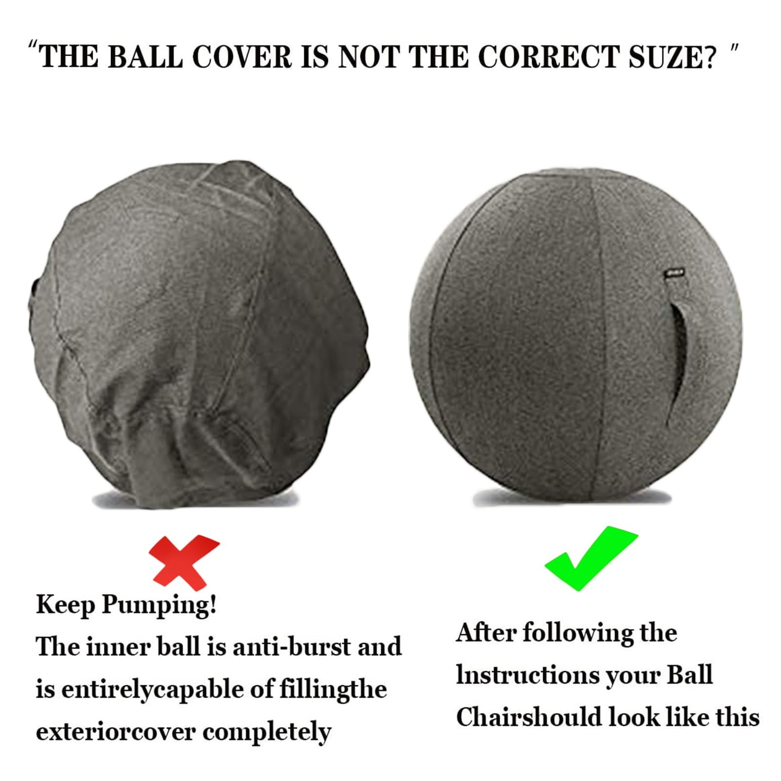 Palla per Il Pilates Copertina Sedia da Ufficio Sedie a Palla per Esercizi Fitball Gravidanza Elegante e Funzionale【Nessuna Pallina Inclusa】