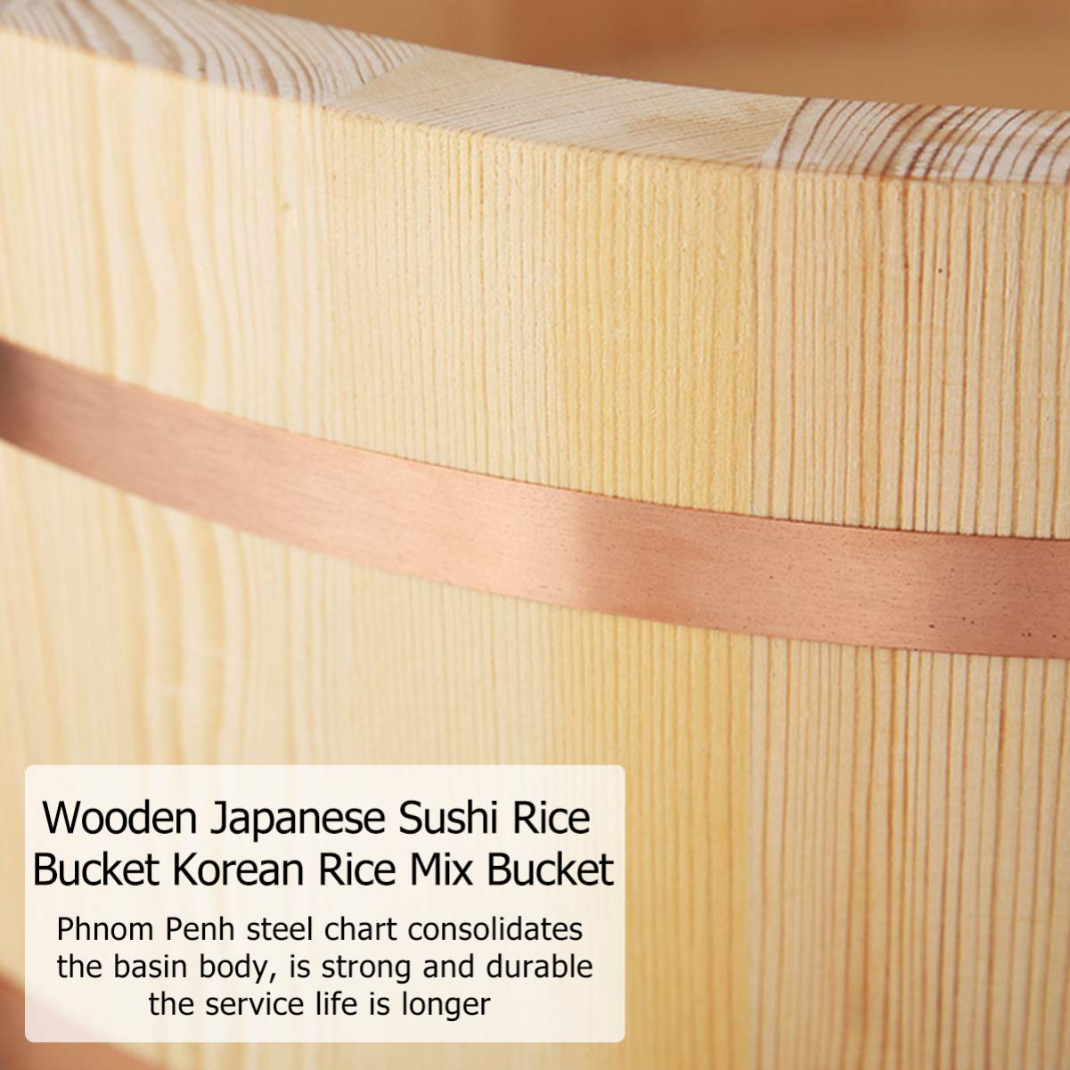JOEBO Cuenco de arroz for Sushi, Recipiente Grande japonés Hangiri for Sushi Oke, Recipiente for Mezclar arroz, Recipiente for Restaurante, Cocina casera