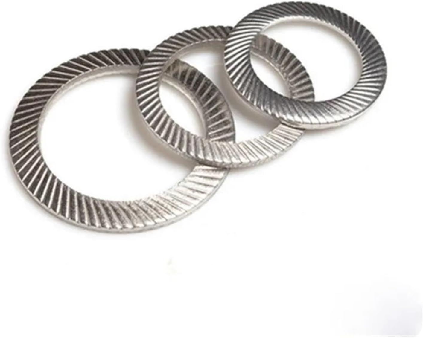 304 Steel Double Side Tooth Lock Washer, A2-70 304 SS Serrated Knurled Disc Spring Lock Washer M2.5-M16 Assorted Pcs DIN9250(10pcs M14)