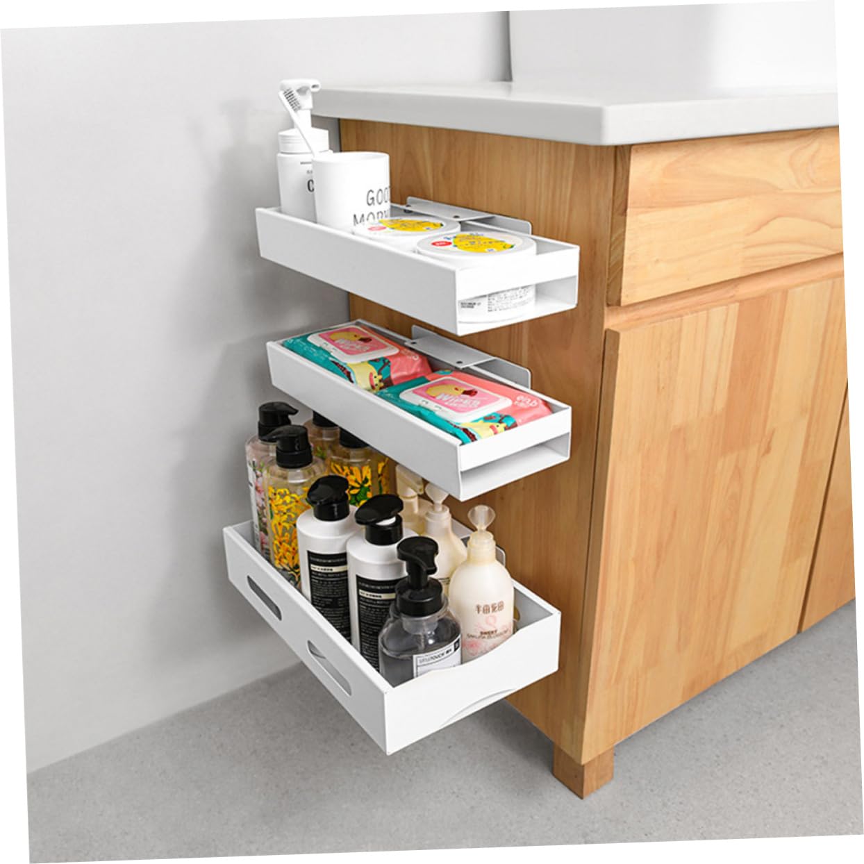 Ciieeo under Sink Organizer Rack Expandable Storage Shelf for Bathroom and Kitchen Slide Out Cabinet Holder and Rustproof for Efficient Space Management