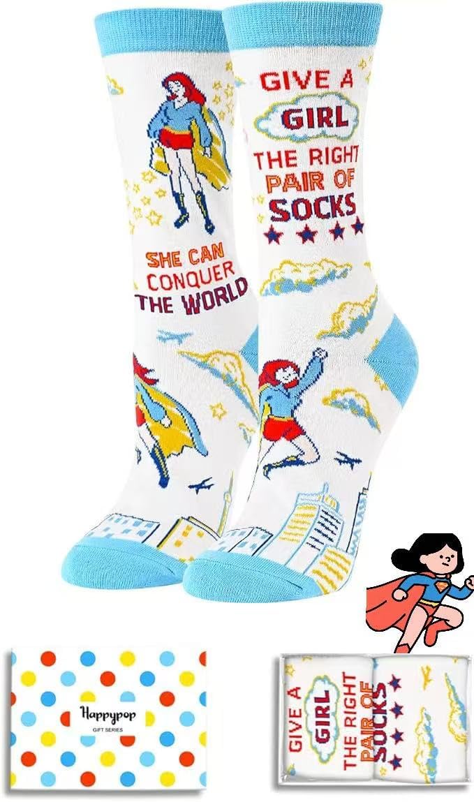 HAPPYPOP Funny Saying Socks Women - Motivational Gifts, Inspirational Gifts for Her