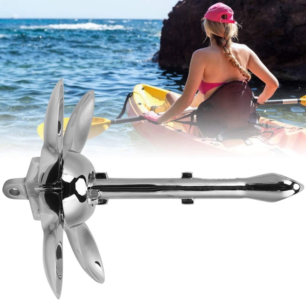 Ancla Plegable para Kayak, Ancla Plegable para Canoa Hecha de acero Inoxidable 304, Ancla para Tabla de Remo con rezón 645G para Barcos de Pesca, Botes inflables, yates