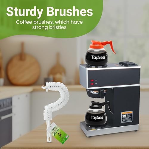 Miniatura 4 de Tupkee Cepillo de limpieza para cafetera, no raya, cerdas de larga duración, cepillo de limpieza curvado para decantador de café, ideal para