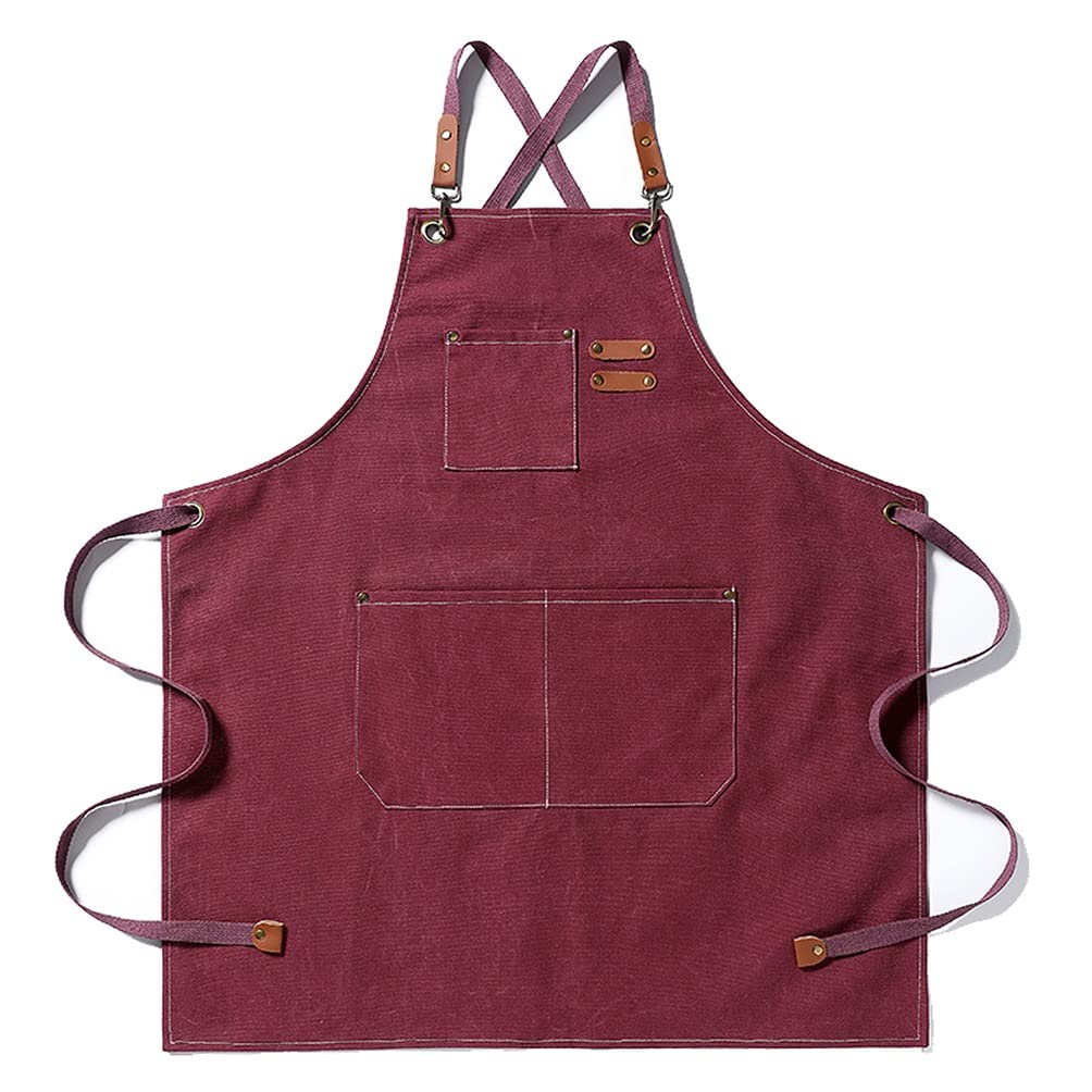 Tablier Soudeur en Cuir Tablier De Travail en Denim Tabliers D'outils des Hommes Et des Femmes, Tablier De Coiffure Professionnel avec Poches (Color : Purple, Size : 29.1x26.7inch)