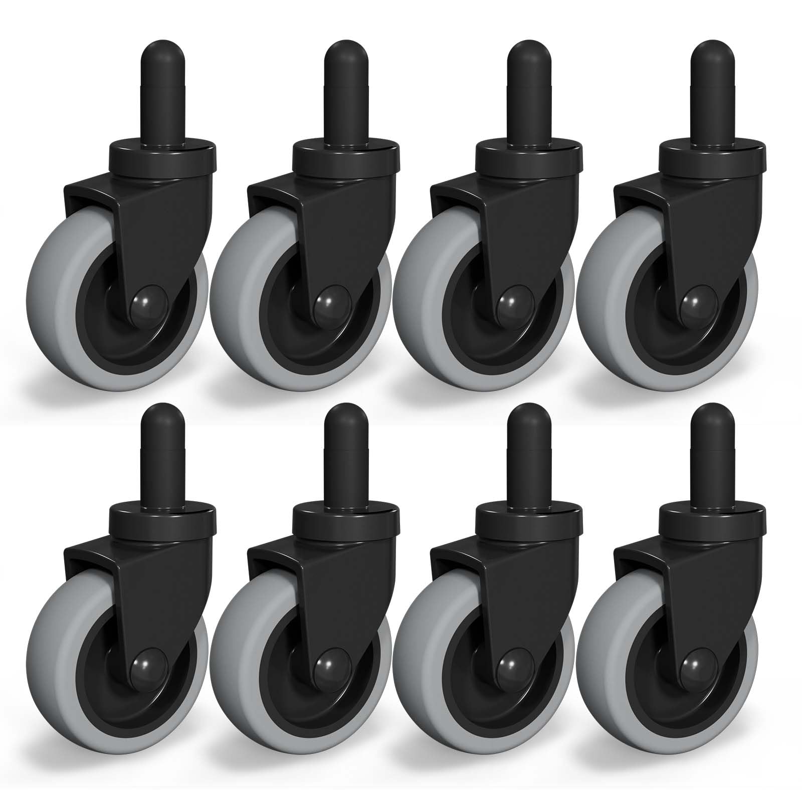 AAGUT Mop Bucket Replacement Casters 3" Set of 8 fits Rubbermaid Commercial Models & WaveBrake, Swivel Bayonet Caster Wheels, Thermoplastic Rubber
