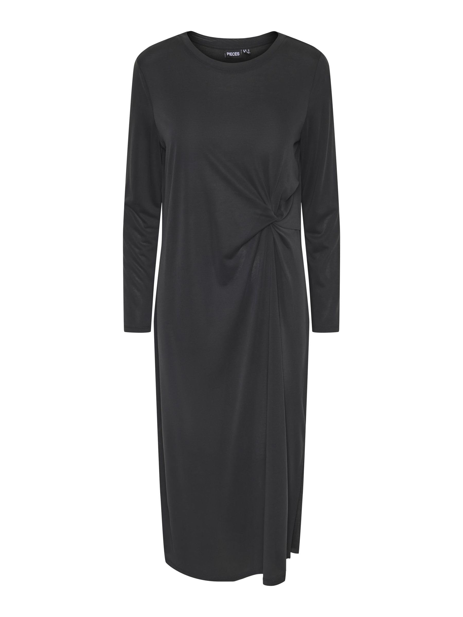 PIECES Pcanora LS Midi Knot Dress Bc, Black, M