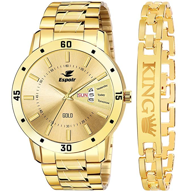 Emmanuel Day and Date Functioning Combo of King Printed Gold Bracelet Analog Watch - for Men (Gold Combo) (B0C6GHSJGC) Amazon Price History, Amazon Price Tracker