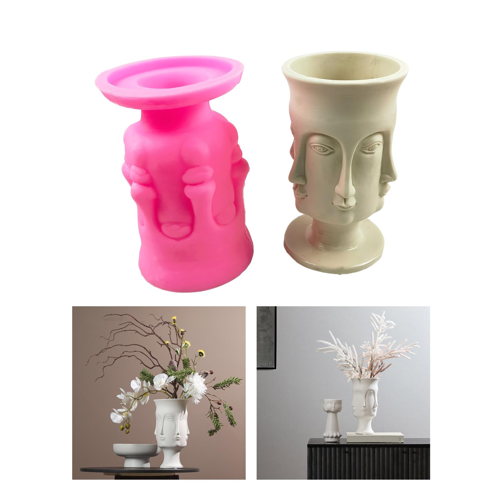 Stampi per vasi per piante in calcestruzzo a forma di volto umano per realizzare a mano giardinaggio stampi in silicone per fioriera