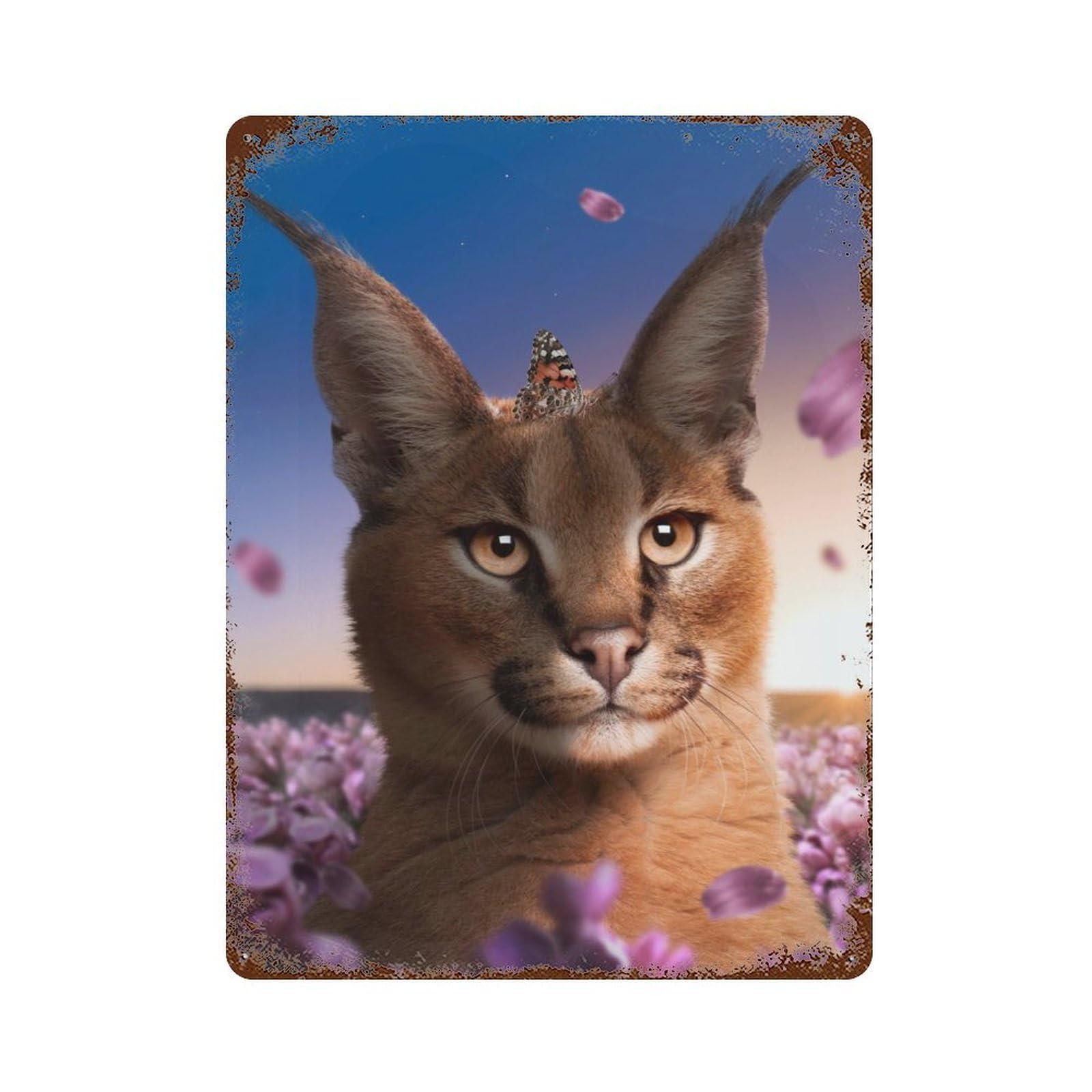 The Caracal 15.7"x11.8" Rust Effect Tin Sign, Old School Wall Decor for Pub, Kitchen And Man Cave Decor