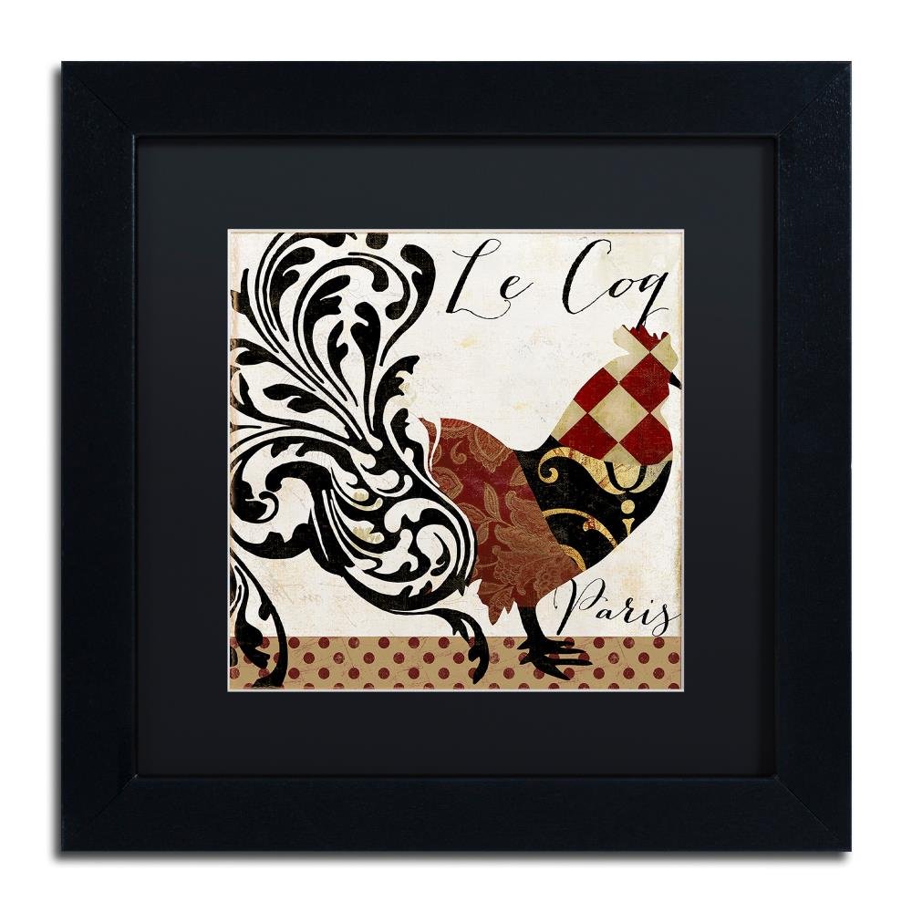Trademark Fine Art ALI4586-B1111BMF Roosters of Paris II Framed Original Artwork 11x11