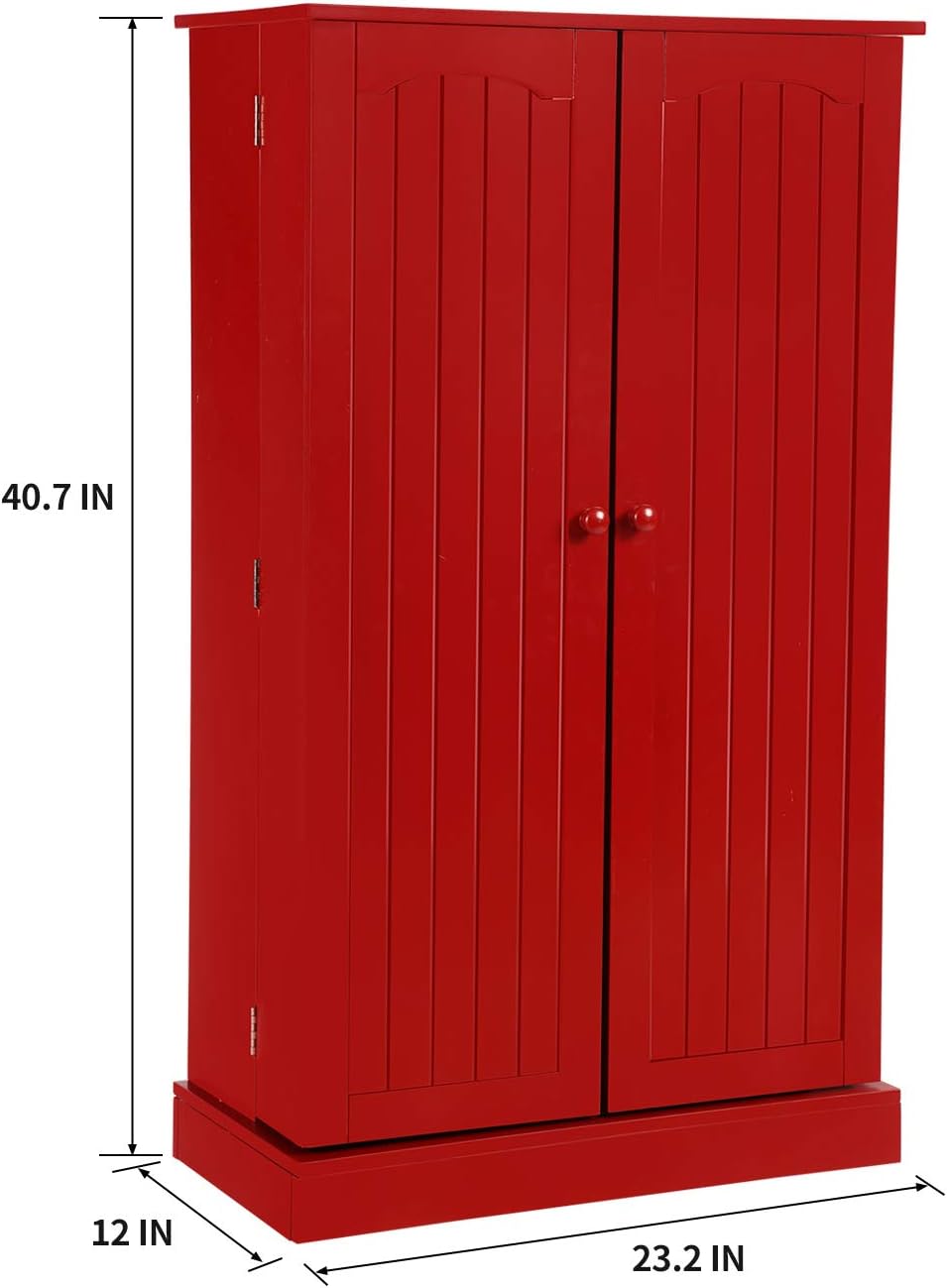 HOME BI 41'' Red Kitchen Pantry Cabinet, Double Door Food Storage Cabinet with Doors and 6 Shelves, China Cupboard Space Saving Cabinet - Buffets & Sideboards