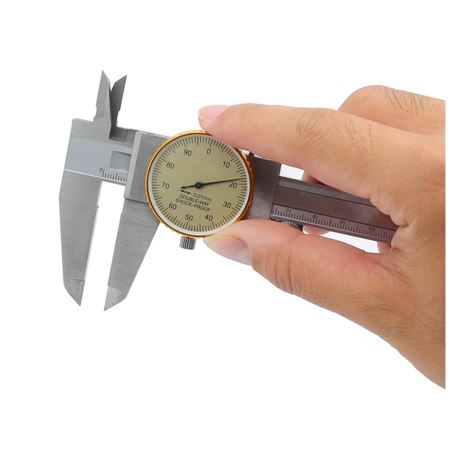 Calibradores De Dial Doble Vía A Prueba Golpes Alta Precisión 0,01mm, Herramienta Medición Vernier Diámetro Altura 300mm NíTido Y FáCil De Leer(Model B 0-200mm)