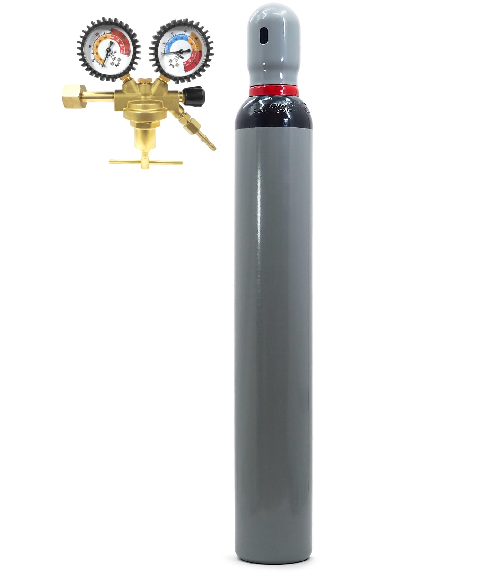 Stickstoffflasche 10L mit Druckminderer Gasflasche | Stickstoff Gas NH5 (N2 95%, H2 5%) Set mit Druckminderer für Schweißgeräte, 200 bar - Bestschweissen.de