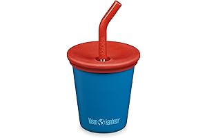 KLEAN KANTEEN LIDS Mykonos Blue Straw Kids Cup, 12oz