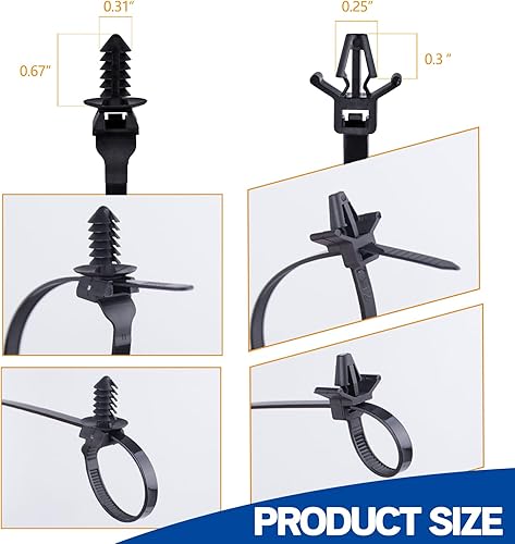 Miniatura 6 de Xislet Brida universal para cables de montaje a presión con organizador de cables adhesivo, soporte de cable y cinta de arnés de cables, clips de