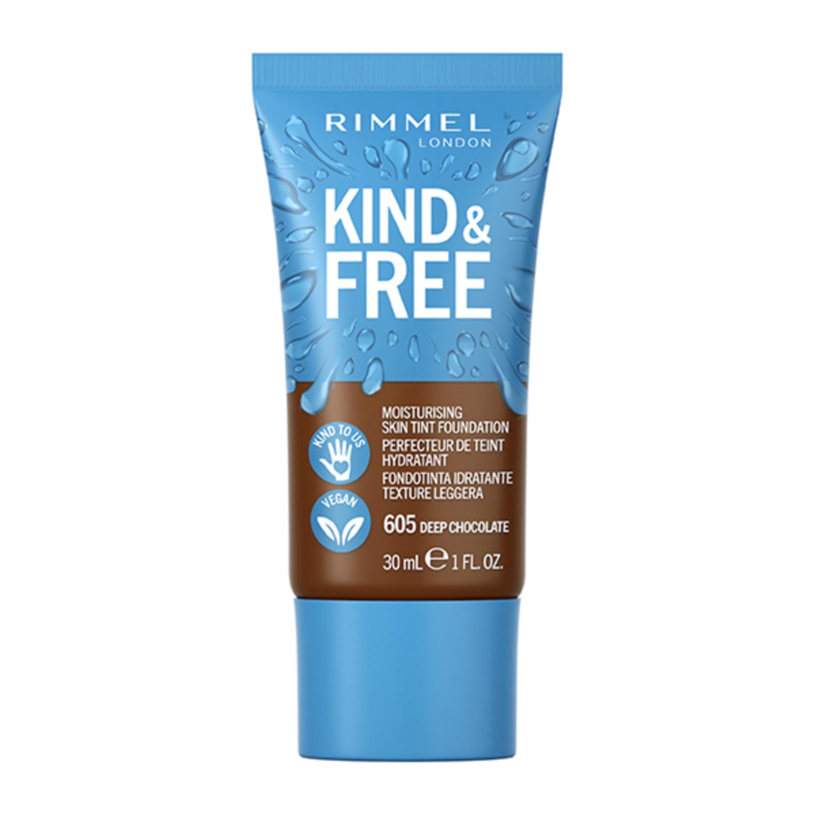 Rimmel Kind + Free Moisturising Skin Tint Foundation, Deep Chocolate 602