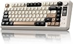 M75 Wireless Membrane Gaming Keyboard Mechanical Feel with Knob & OLED Display Bluetooth/2.4Ghz Rainbow Backlit Gradient PBT Keycaps 2000mAH Battery Anti-Ghosting-Dark Grey