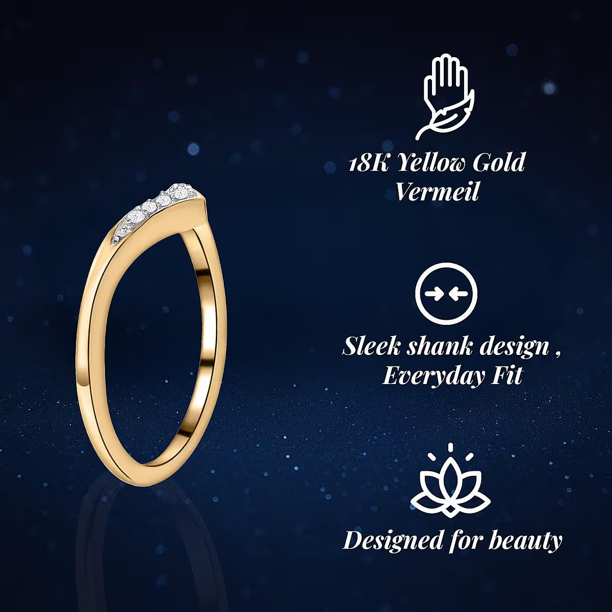 TJC Anello da donna con diamante bianco a forma di forcella, con montatura a griffe, in oro giallo | argento Sterling 925 placcato platino con pietra portafortuna di aprile