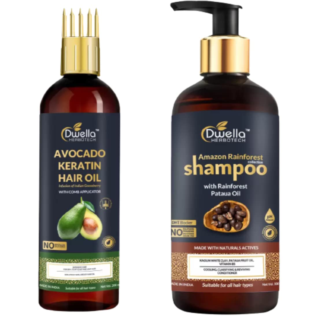 Buy Dwella Herbotech avocado hair oil Oil & Amzon Rainforest Shampoo