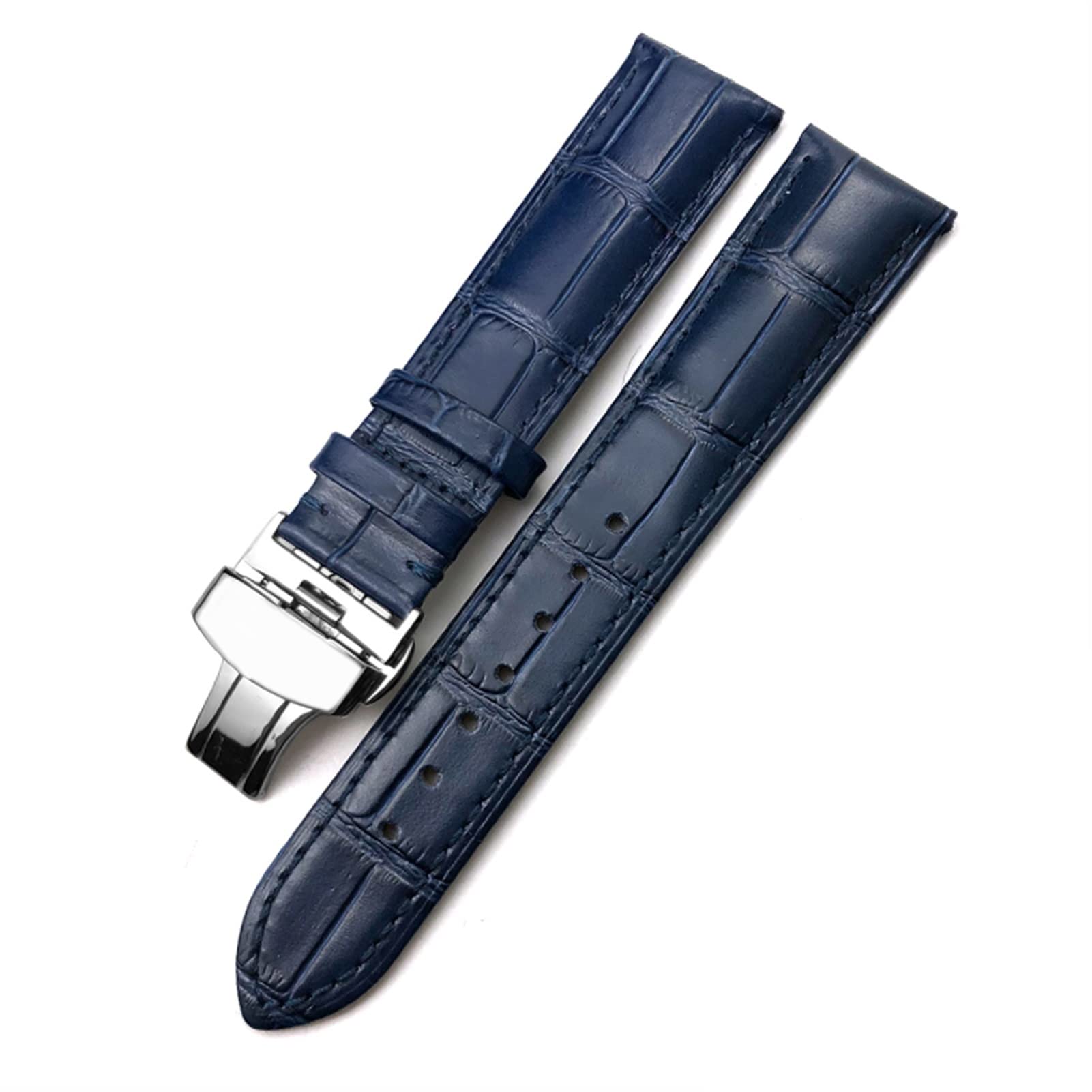 ONECM Bracelet de montre en cuir de vachette 20 mm 22 mm 19 mm 21 mm en acier inoxydable avec boucle papillon, 22mm, Agate