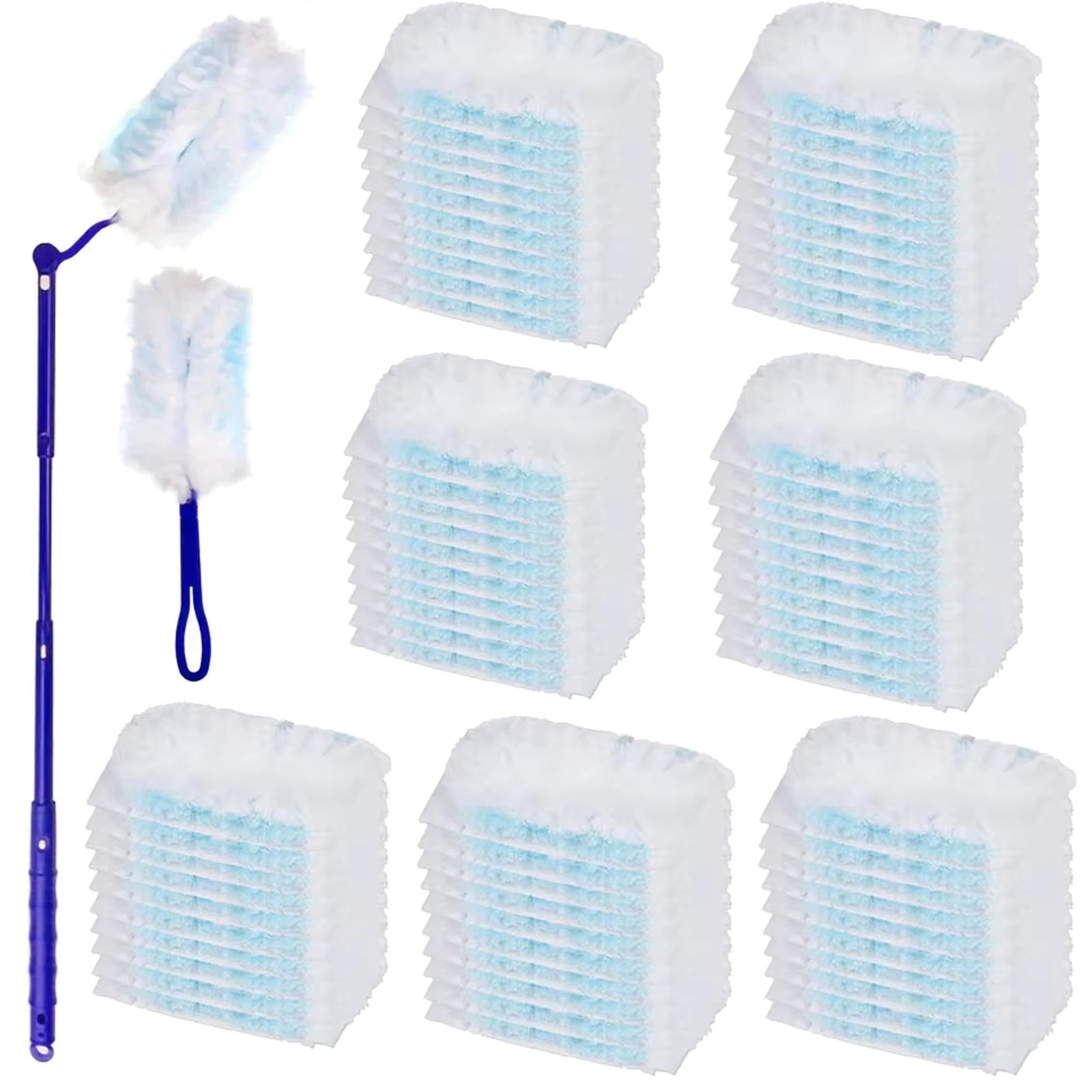JMIATRY 100 ricariche usa e getta per spolverare, 180 panni resistenti, con manico regolabile, usa e getta, per la pulizia di casa, ufficio, persiane, soffitto