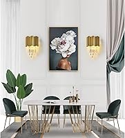 Vista 2 de E14 Base dorada y apliques de pared de cristal de cristal, lámpara de pared moderna Lámpara de pared dorada