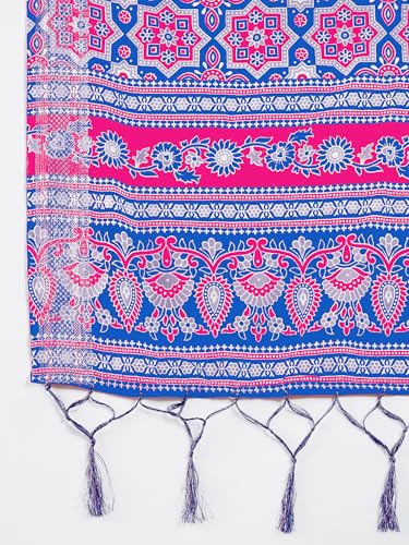 Image of SAREE MALL Women's Cotton Bandhani Printed Ready To Wear one Minute Saree With Unstitched Blouse