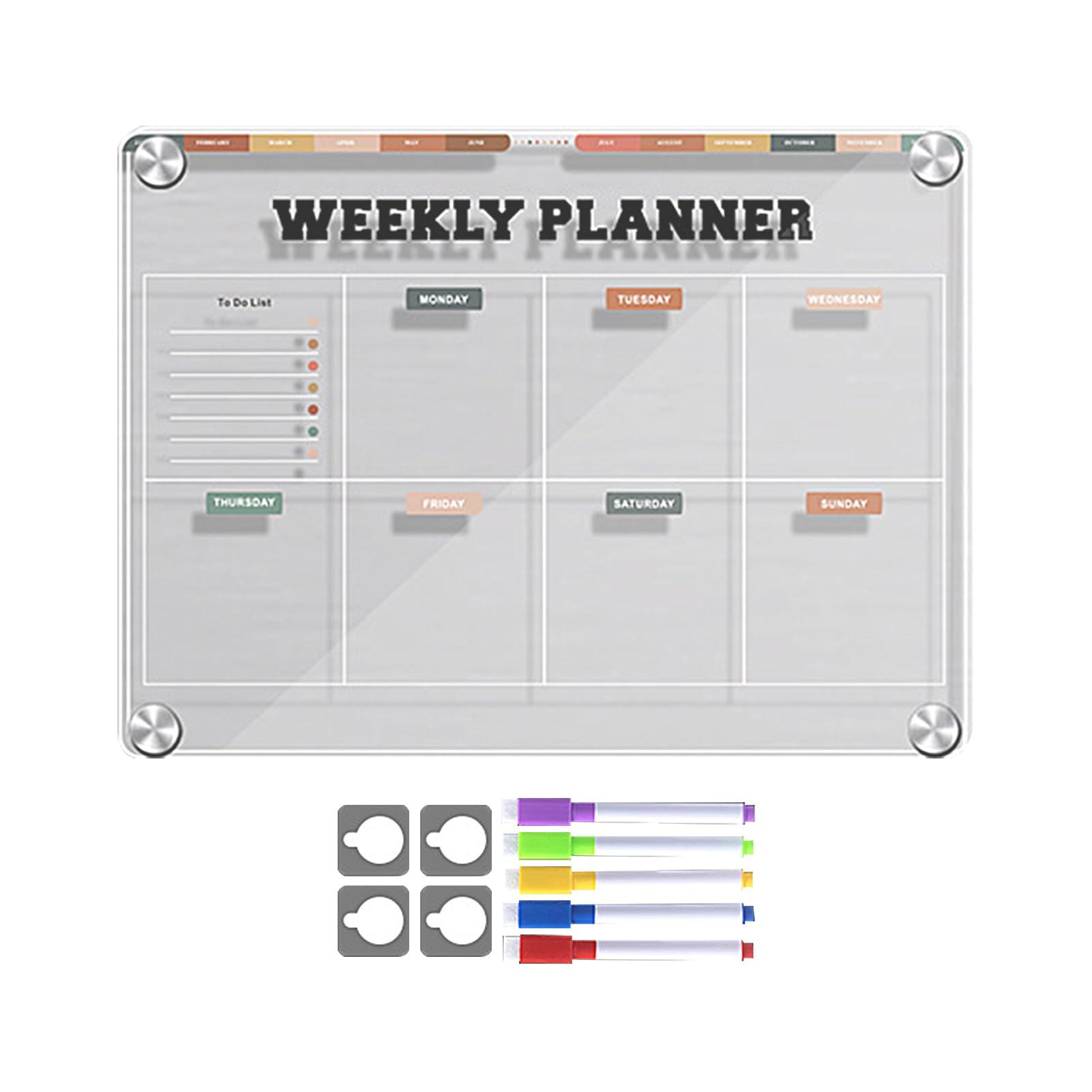 Lavagna bianca per frigorifero, riutilizzabile, 30,5 x 22,9 cm, in acrilico trasparente, blocco note, planner per lista mensile della spesa, planner per cucina | in acrilico trasparente, blocco note, planner per lista mensile della spesa, planner per cuci