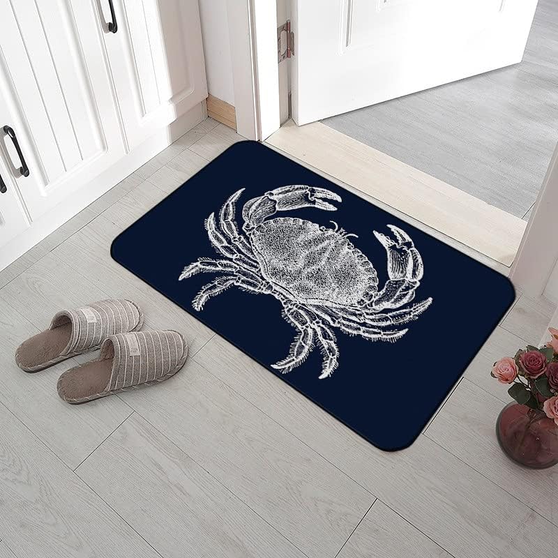 Miniatura 5 de ZJSYXXU Tapete náutico para puerta de cangrejo, para interiores y exteriores, tapete de bienvenida para entrada, playa, color azul marino, tapete de
