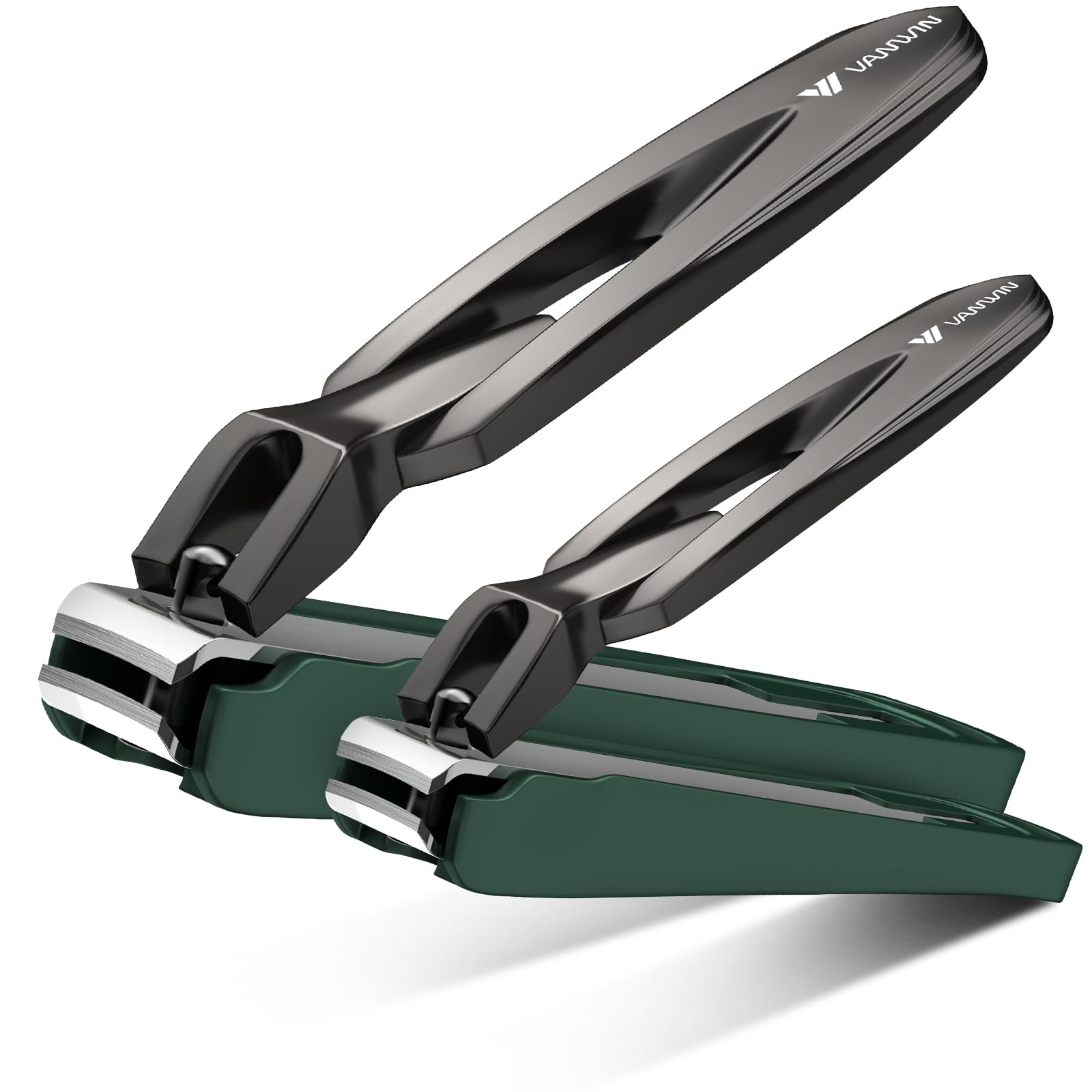 Nail Clippers for Men with Catcher 2-Pack Large Small Anti-Splash Nail Clippers for Fingernails Toenails Sharp Stainless Steel