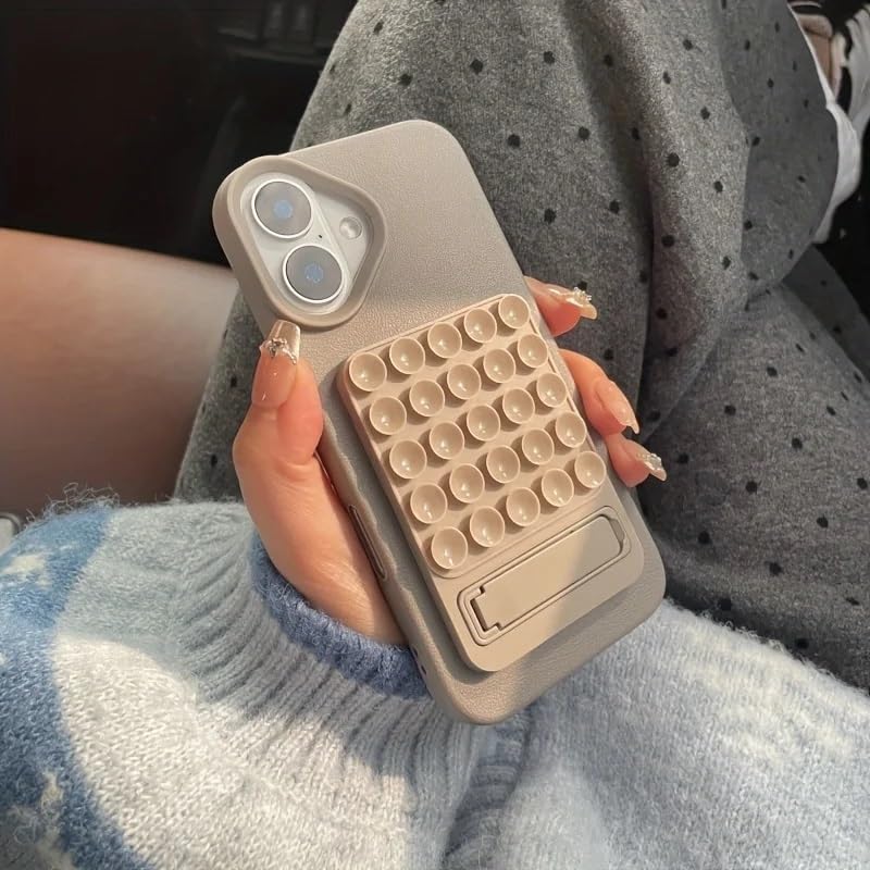 Coverzone Dikdörtgen Vantuzlu Telefon Tutucu Stand Olabilen pop-it telefon tutacağı Taşınabilir Silikon Yumuşak Telefon Standı Geniş Kullanım Alanı (Beyaz)