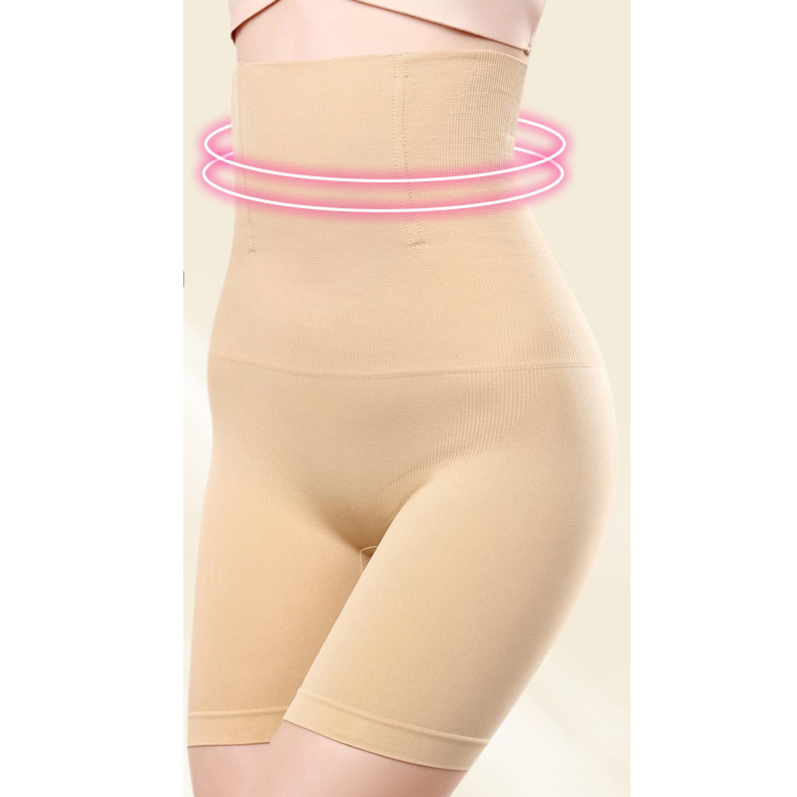 HLTYGWX Damskie legginsy udowe, krótkie spodenki z wysokim stanem, wyszczuplają brzuch, rajstopy, średniej wielkości body modelują