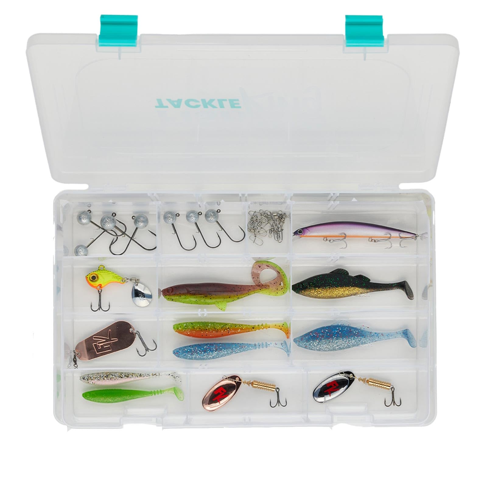 Fishing-King Tackle Box Zander/Hecht | Perfekte Auswahl zum Zander- und Hechtangeln | Spinner, Blinker, Wobbler, Gummifische, Wirbel & Co.
