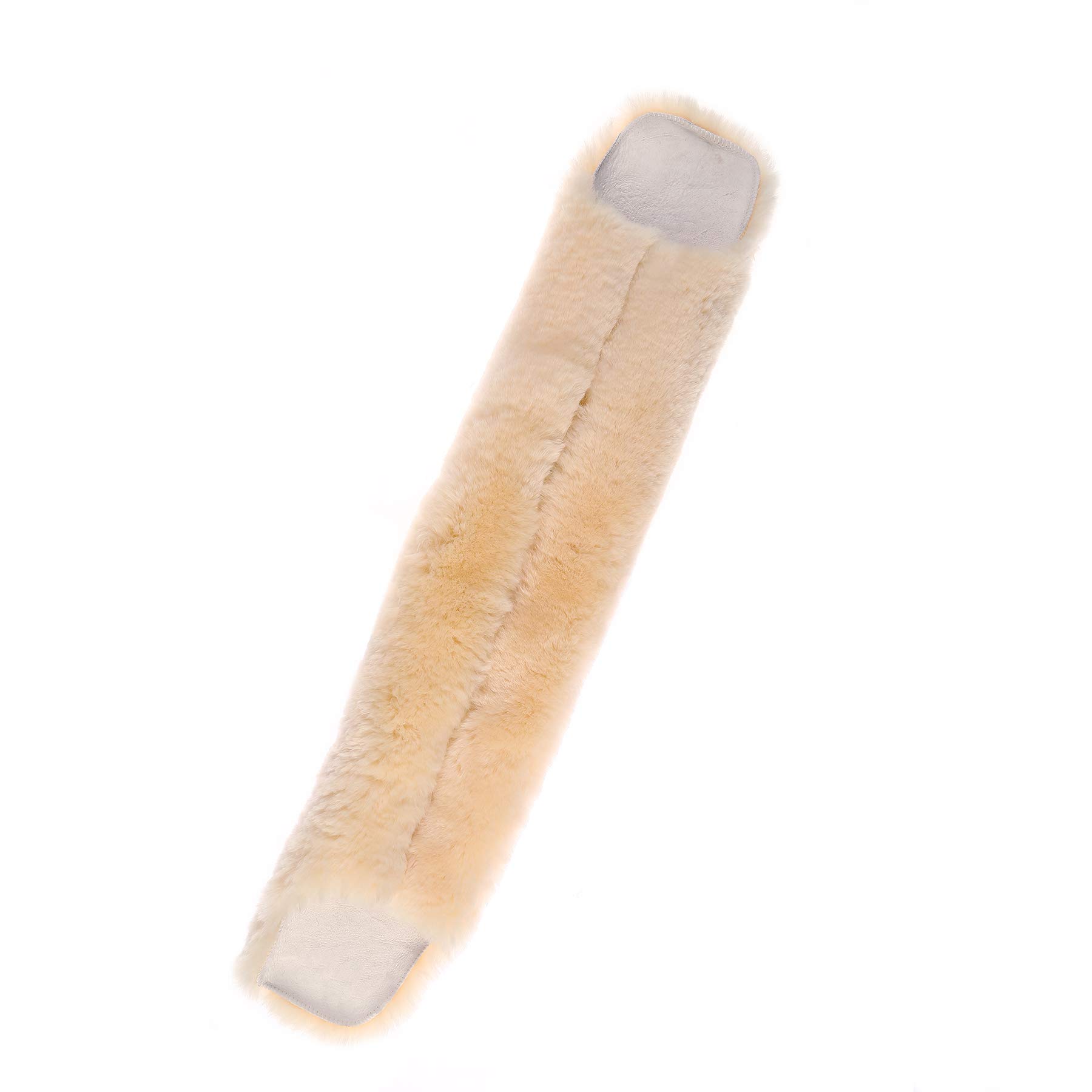 Protector de cinturón de piel de cordero genuino para cinturón de doma occidental, piel auténtica para su correa de sillín de lana de cordero auténtica (natural, 50 x 12 cm (largo x ancho)
